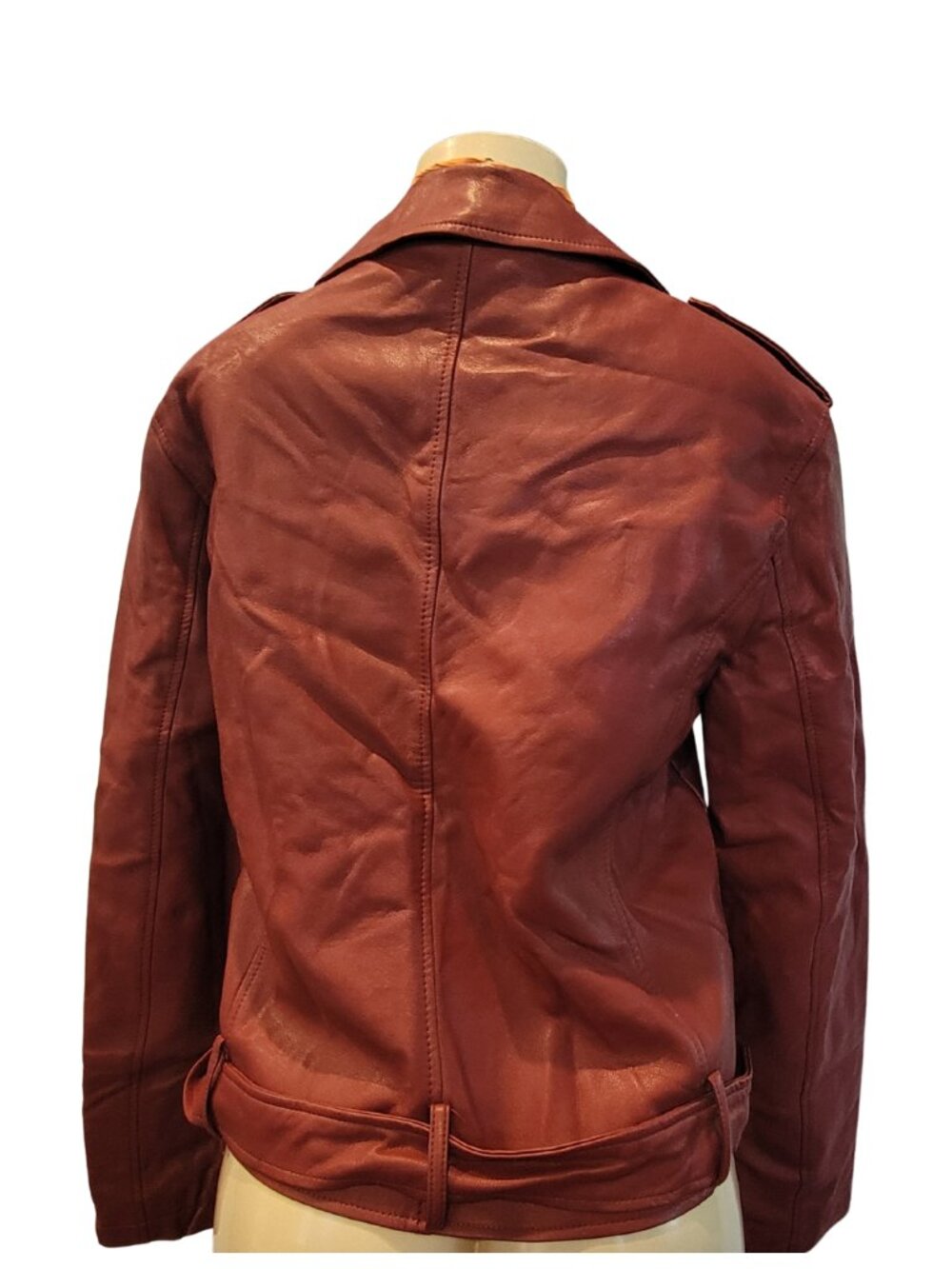 Forever 21 Red Moto Faux Leather Zippered Jacket/Coat - Picture 4 of 11